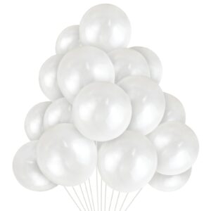120 pack pearl white balloons, bright 12 inch royal white latex party balloons for birthday wedding baby shower halloween.