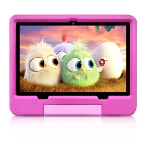 ouzrs kids tablet android 12 kid tablet 64gb strong128gb extensions 4gb ram 5g dual wifi+gsm certification with protective case ideal for 10 inch tablet child's learning and entertainment (pink)