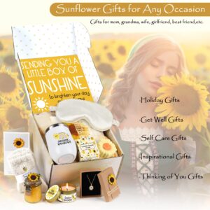 Sunflower Gifts for Women Sending Sunshine Gift-Get Well Soon Gift Basket, Care Package for Women Birthday Gifts for Women, Inspirational Blanket Thinking of You Gifts for Women Mom Wife Friends