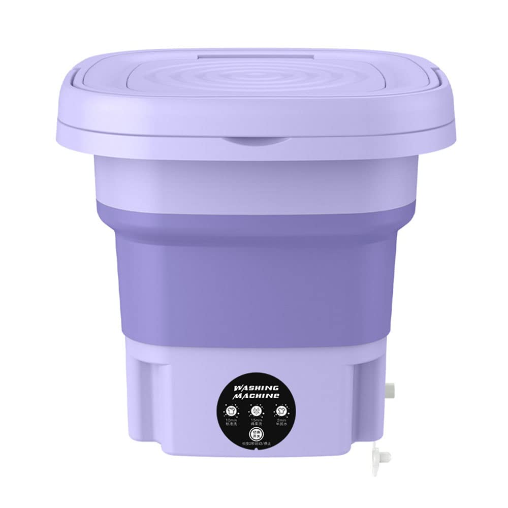 MOCOFO 8L Folding Washing Machine - Mini Portable Washing Machine for Camping, RV, Travel - Suitable for Underwear, Bra, Socks - 8L Large Capacity - Home Use（purple）