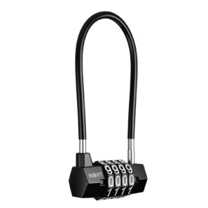 loficoper combination padlock with long shackle, cable locks with combination, 4 digit combination long padlock, gym locker lock for cabinet, school, fence, toolbox, case