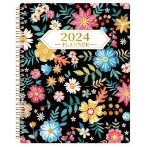 2024 planner - planner 2024, january 2024 - december 2024, 8" x 10", weekly monthly planner 2024 with printed tabs, flexible cover, twin- wire binding