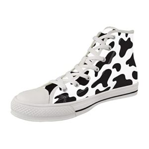 Cow Print Womens Walking Canvas Shoes High Top Travel Shoes for Girls Cheap Sneakers Shoes for Women Print Canvas Shoes Bulk for Men Boys Print Shoes Work Party Arch Support Platform Shoes