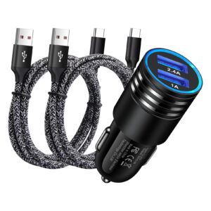3.4a fast car charger type c cigarette lighter plug usb adapter android phone charger cable for samsung galaxy s24/a15/a54 5g/a14 5g/a53/a13/a23/a03s/a12/a32/a42/a52/a51/a71/s23/s22/s21/s20/s10/s9/s8