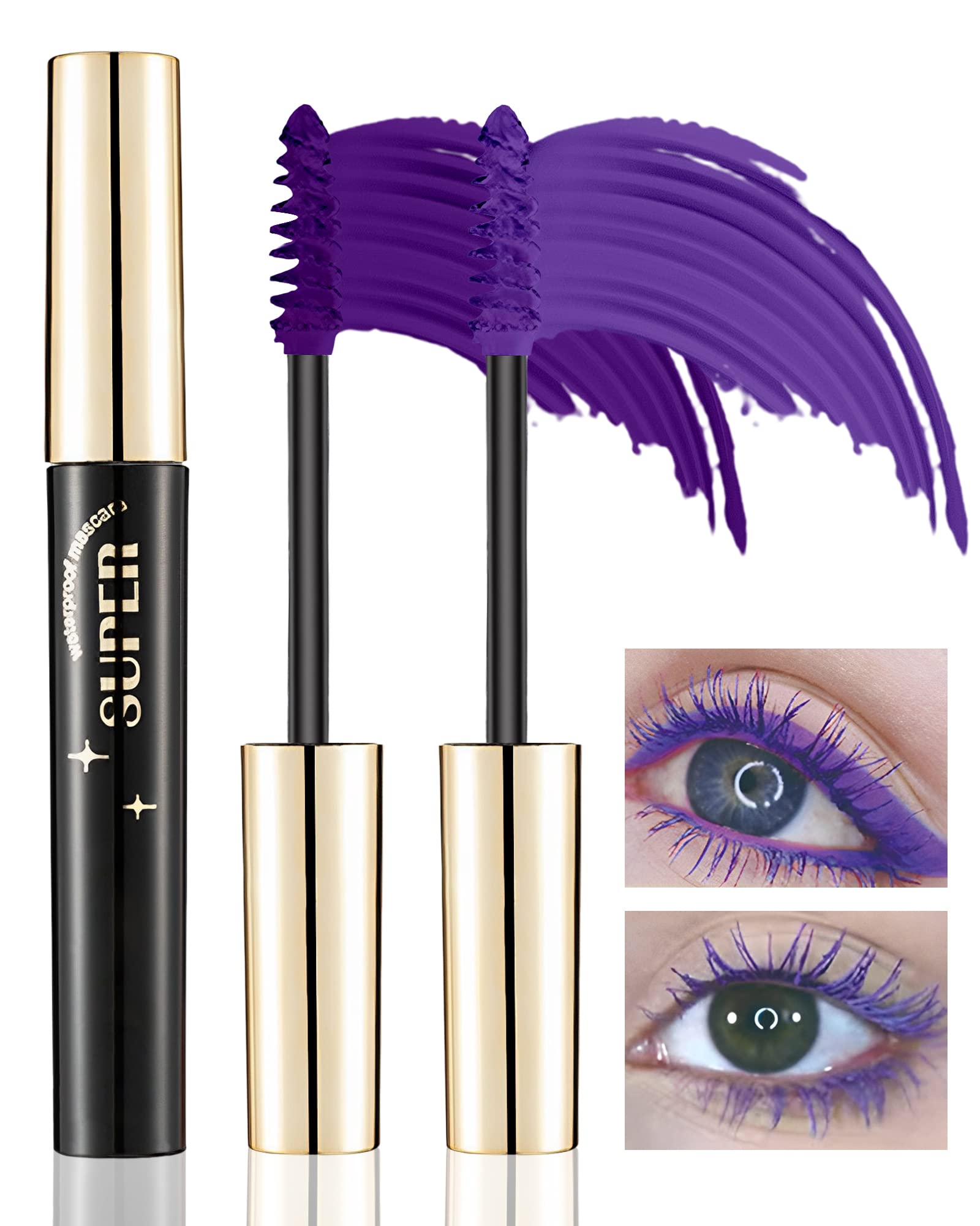 Dark Light Purple Mascara Volume and Length-2PCS Waterproof Voluminous Tubing Colored Mascara for Eyelashes,Lengthening Curling Liquid Lash Extensions Colorful mascara, Christmas Makeup Gift for Women