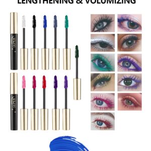 Dark Light Purple Mascara Volume and Length-2PCS Waterproof Voluminous Tubing Colored Mascara for Eyelashes,Lengthening Curling Liquid Lash Extensions Colorful mascara, Christmas Makeup Gift for Women