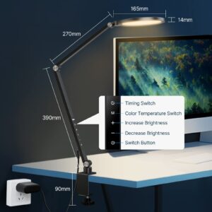 Desk LED Light for Zoom Video - ULANZI Edge-Lit Desk Lamp with Clamp I15W I 3000-6500K I Flexible Arm I Soft on Eyes I Computer Zoom Meeting Light Stream Key Light Phone Clip on Right Light