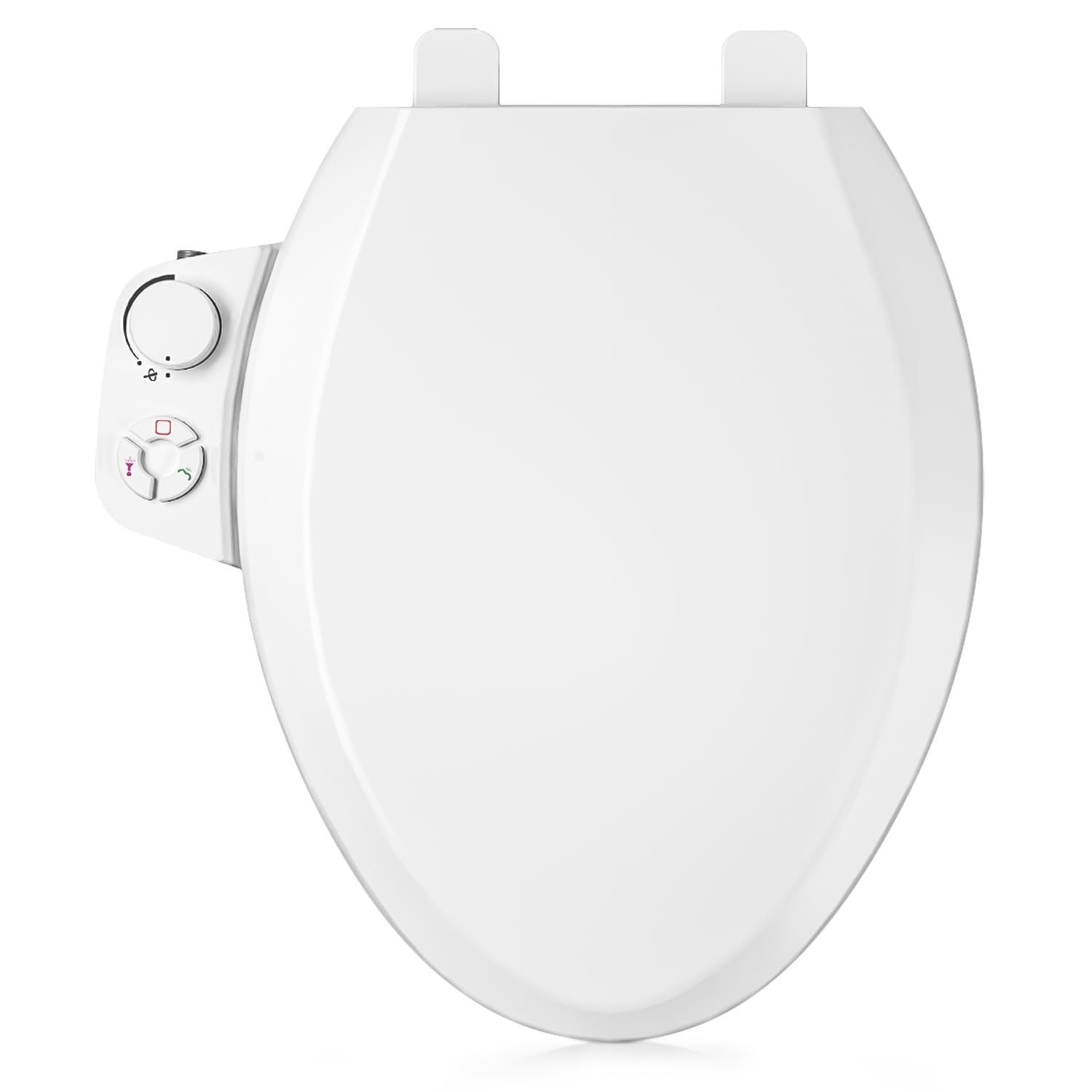 ZMJH S001-B1 Bidet Toilet Seat Non-Electric, Fits Elongated Toilets, Dual Nozzle System, Ambient Water Temperature with Adjusting Spray Pressure, Slow Close, Easy to Install, White