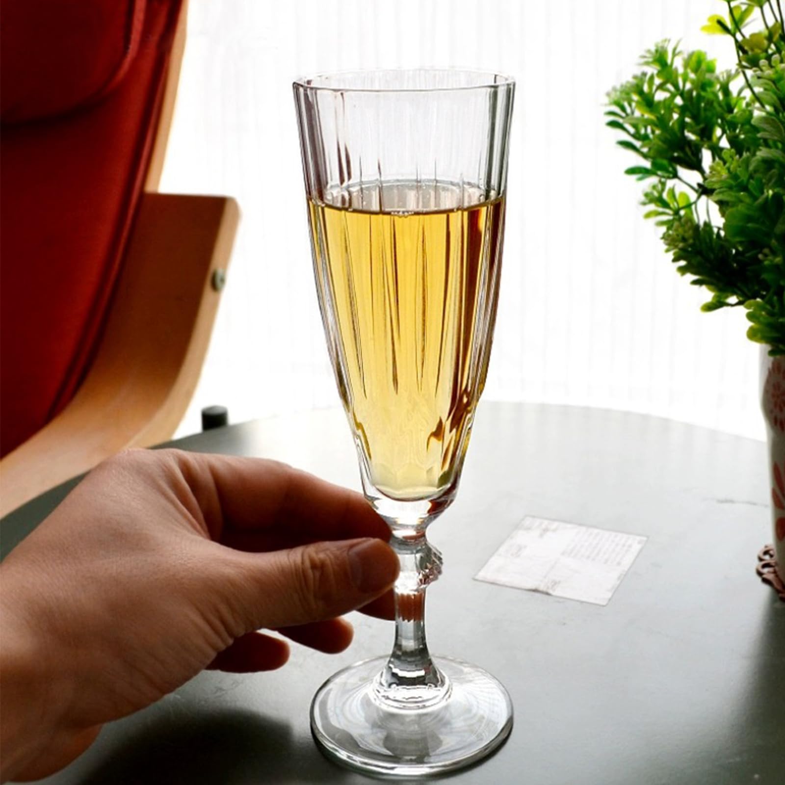 Ufrount Vintage Champagne Flute,5oz Champagne Glasses Set of 12,Elegant Embossed Champagne Flute Goblet Sparking Wine Glasses for Mimosa,Beverage,Party