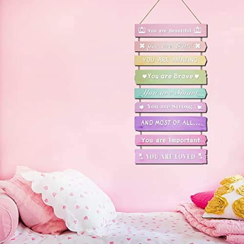 Pink Girl Room Decor for Teen Girls, Cute Bedroom Wall Decor for Baby Girl Aesthetic, Boho Rainbow Wall Art Signs, Trendy Stuff Decorations for Kids Nursery Bed Room Dorm Classroom Bathroom(Pink)