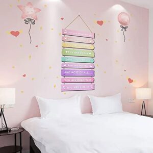 Pink Girl Room Decor for Teen Girls, Cute Bedroom Wall Decor for Baby Girl Aesthetic, Boho Rainbow Wall Art Signs, Trendy Stuff Decorations for Kids Nursery Bed Room Dorm Classroom Bathroom(Pink)