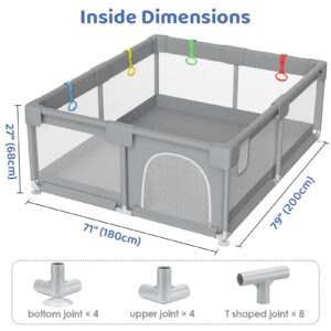 79" ×71" Extra Large Baby Playpen, Big Play Pens for Babies and Toddlers, Gap-Free, Climb-Proof Baby Playards for Indoor Fun, Baby Gate Playpen with Zippered Door and Storage Bag