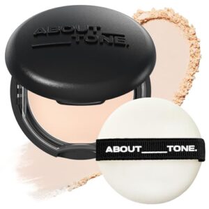 about tone blur powder pact 0.32oz - pressed powder compact with mirror and puff makeup setting finishing blurring natural translucent lightweight face sebum oil control vegan formula (02 light)
