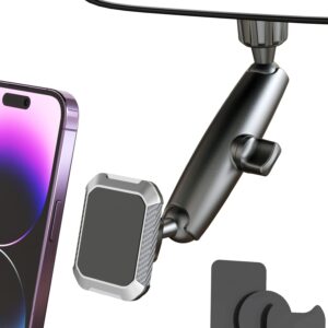 APPS2Car Magnetic Phone Car Mount Rear View Mirror Phone Holder for Car Long Arm Low Profile Strong Magnets Adjustable Angles & Heights for All Cell Phones, iPhone Fits 16-22mm Round Mirror Neck