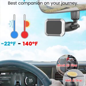 APPS2Car Magnetic Phone Car Mount Rear View Mirror Phone Holder for Car Long Arm Low Profile Strong Magnets Adjustable Angles & Heights for All Cell Phones, iPhone Fits 16-22mm Round Mirror Neck