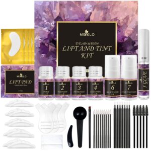 4 in 1 lash & brow lift and black color kit, eyelash perm kit & brow lamination kit, professional last 8 weeks diy perming wave effect | tools included, perfect for salon & home use (black)