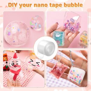 Nano Tape Bubble Kit for Kids, 9.84 FT Clear Nano Tape Balloons Kit with Clay Glitter Straw for Girls Boys, DIY Fidget Elastic Plastic Bubbles Craft Toys Party Favors Gifts