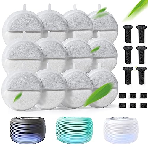 FEELNEEDY 12 Pack Cat Water Fountain Filter & 6 Pack Pump Sponges & 6 Pack Sound-Absorbing Sponges, Pet Water Fountain Filter for 84 fl oz/2.5L Cat Water Fountain (F-016B)