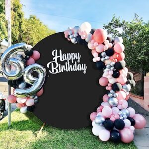 Black Round Backdrop Cover 7.2x7.2ft Circle Backdrop Baby Shower Round Arch Cover for Birthday Party Wedding Background Decorations
