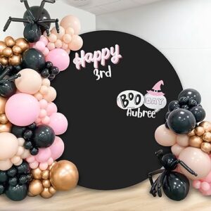 Black Round Backdrop Cover 7.2x7.2ft Circle Backdrop Baby Shower Round Arch Cover for Birthday Party Wedding Background Decorations