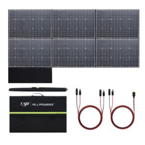 allpowers sp039 600w monocrystalline portable solar panel waterproof ip67 rv solar panel kit with 44v output foldable solar charger for outdoor adventures power outage solar generator