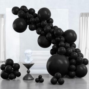 PartyWoo Black Balloons, 125 pcs Black Balloons Different Sizes Pack of 36 Inch 18 Inch 12 Inch 10 Inch 5 Inch for Balloon Garland Arch as Birthday Decorations, Party Decorations, Wedding Decorations