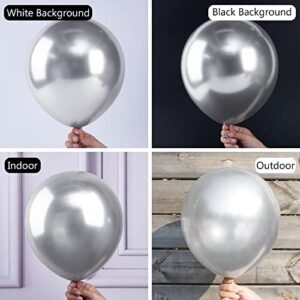 PartyWoo Metallic Silver Balloons, 130 pcs Silver Balloons Different Sizes Pack of 18 Inch 12 Inch 10 Inch 5 Inch for Balloon Garland as Birthday Decorations, Party Decorations, Wedding Decorations