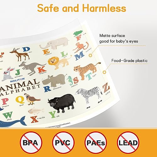 Disposable Placemats for Baby & Toddlers, Disposable Baby Placemats for Restaurants, Travel, Disposable Stick on Placemats with 4 Designs, Disposable Table Mats for Kids (Individual Package)