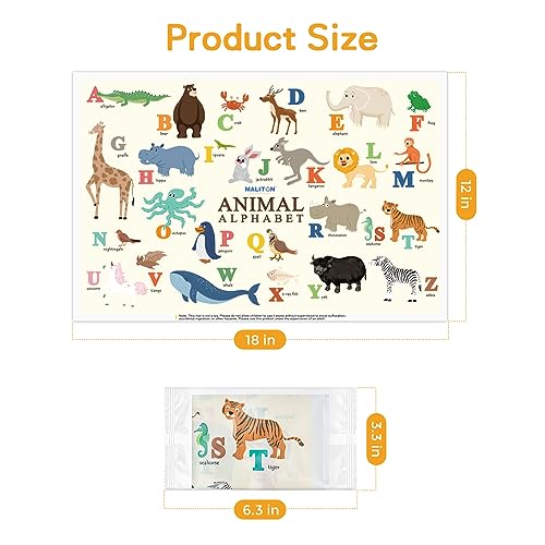 Disposable Placemats for Baby & Toddlers, Disposable Baby Placemats for Restaurants, Travel, Disposable Stick on Placemats with 4 Designs, Disposable Table Mats for Kids (Individual Package)