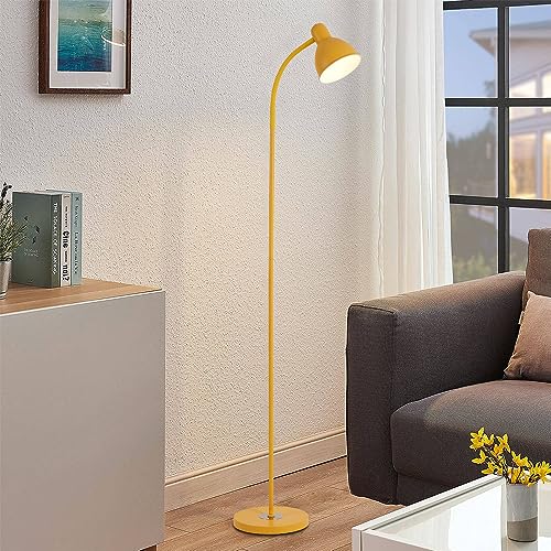 Modern Floor Lamp, Living Room Bedroom Floor Lighting, Industrial Task Light, Rustic Farmhouse Reading Light, Matte Finish,Sturdier Body,Adjustable Gooseneck Metal Head - Free 1 LED Bulb.(Yellow)