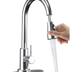 Susbie Kitchen Faucets with Pull Down Sprayer,Kitchen Faucet,Single Handle Kitchen Sink Faucet with Pull Out Sprayer,Single Level Stainless Stee