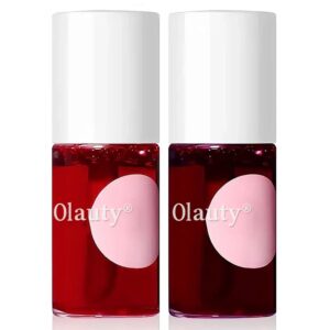 2 pcs lip tint stain set, long lasting waterproof lip stain, lightweight, non-sticky, transfer-proof, high pigment korean lip gloss cheek & lip tint, matte finish lip makeup, vivid color, refreshing (cherry watermelon jam)