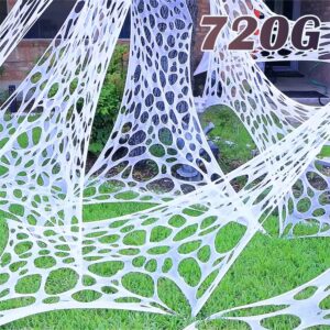 yhfuisk 800 sqft giant durable spider webs halloween decorations outdoor, stretchy beef netting for halloween party, halloween decorations indoor party, spider web decor for haunted house(48ft x 2ft)