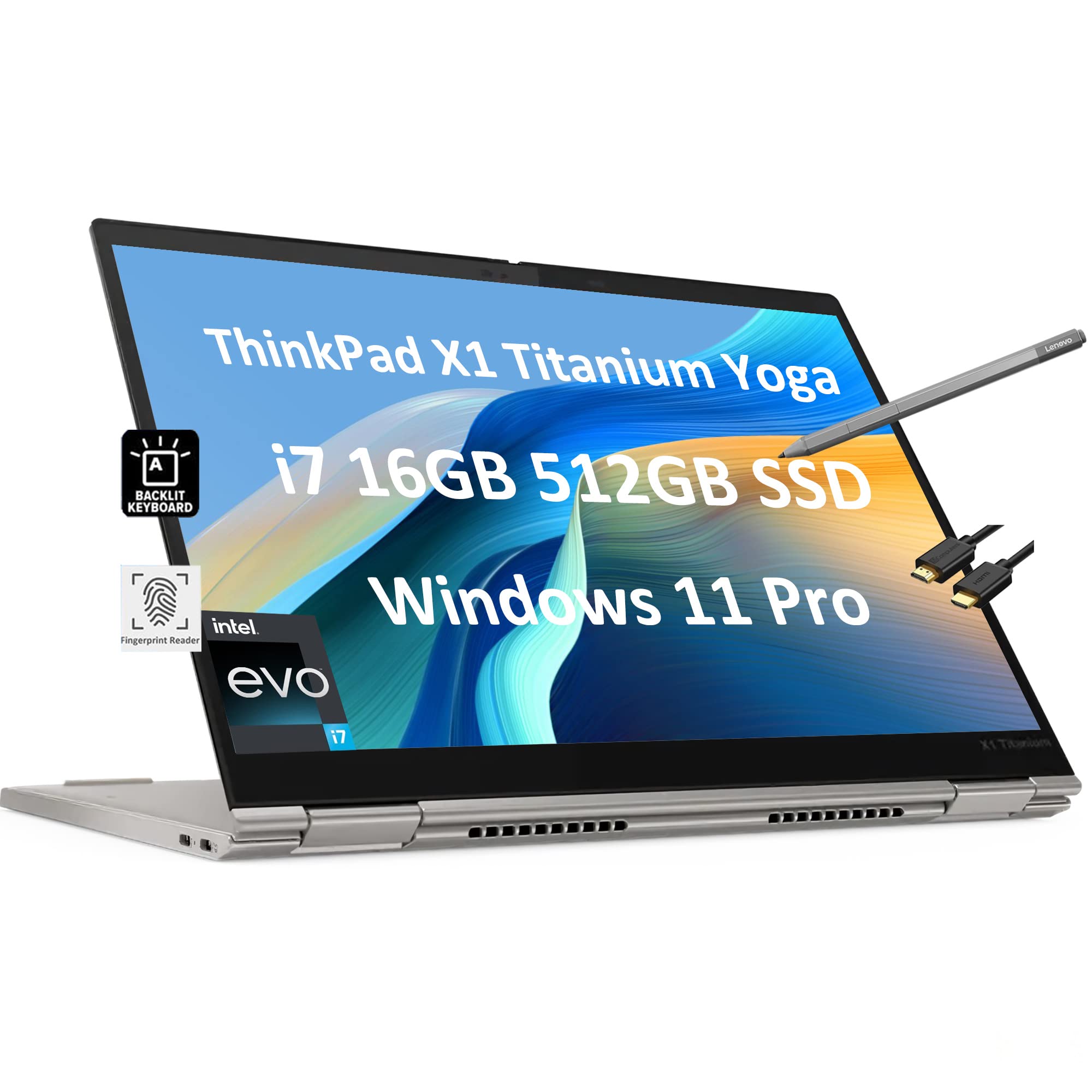 Lenovo ThinkPad X1 Titanium Yoga 2-in-1 Laptop (13.5" QHD Touchscreen, Intel Core i7-1160G7, 16GB RAM, 512GB SSD, Precision Pen), AI PC for Designer & Photographer, Lightweight, 3-Year WRT, Win 11 Pro