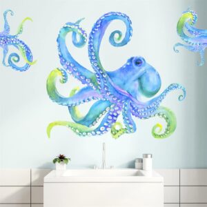 large octopus wall sticker ocean animal wall decal peel and stick vinyl wall art mural for bathroom decor kraken tentacles wall stickers under the sea wall decals for kids bedroom living room