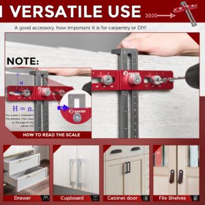 Saker Cabinet Hardware Doweling Jig,Adjustable Cabinet Template Tool for Knobs,Handles and Pulls,Self Centering Punch Locator Precise Woodworking Drill Guide for Drawer Cabinet Installation