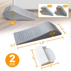 ROBLOCK Door Stoppers, 2 Pack Door Wedge for Bottom of Door Prevent The Lock-Outs, Floor Sturdy Stackable Door Stops for Carpet Heavy Duty Door (Gray)