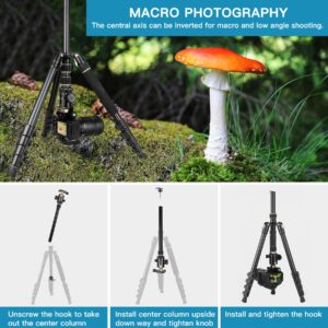 Tripod for Camera, Professional DSLR Tripod for Photography, Tall Camera Tripod Stand, Lightweight Heavy Duty Tripod for Spotting Scopes, Telescope and Binoculars, Compact Complete Tripod Units