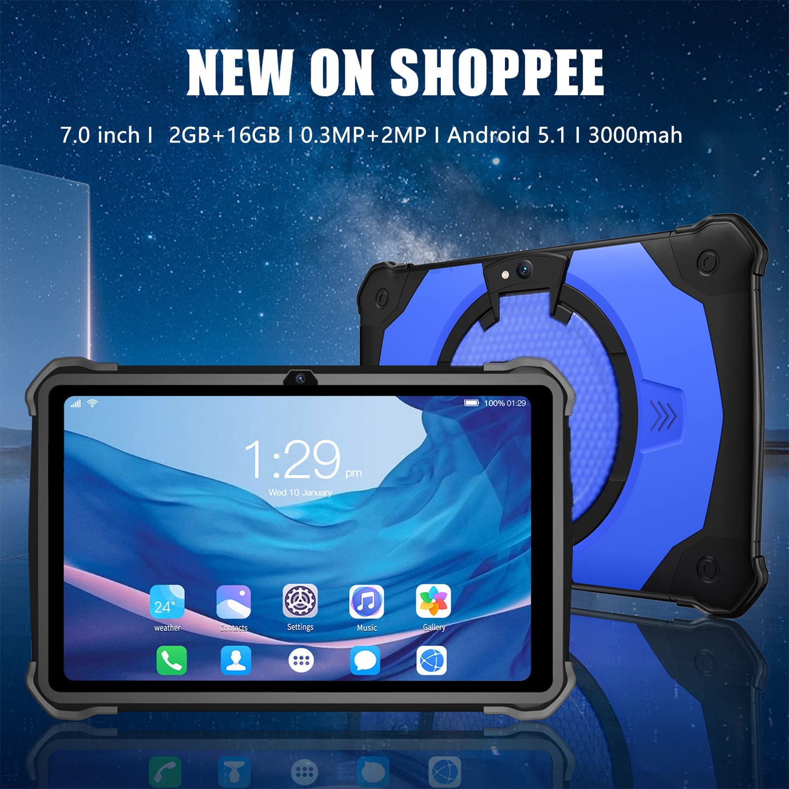 ufehgfjh HD 7 Inch Android 5.1 Tablet IPS High Definition Screen 0.3 Mp Front & 2 Mp Rear Camera WiFi Bluetooth Voice Call Game Video Learning Tablet Function 3000mah Battery (Blue)