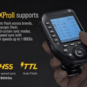 Godox XProII-S TTL Wireless Flash Trigger Compatible for Sony, 1/8000s HSS 2.4G Wireless Flash Transmitter, TTL-Convert-Manual, Extra Large LCD Screen, Bluetooth Connection, New Hotshoe Locking