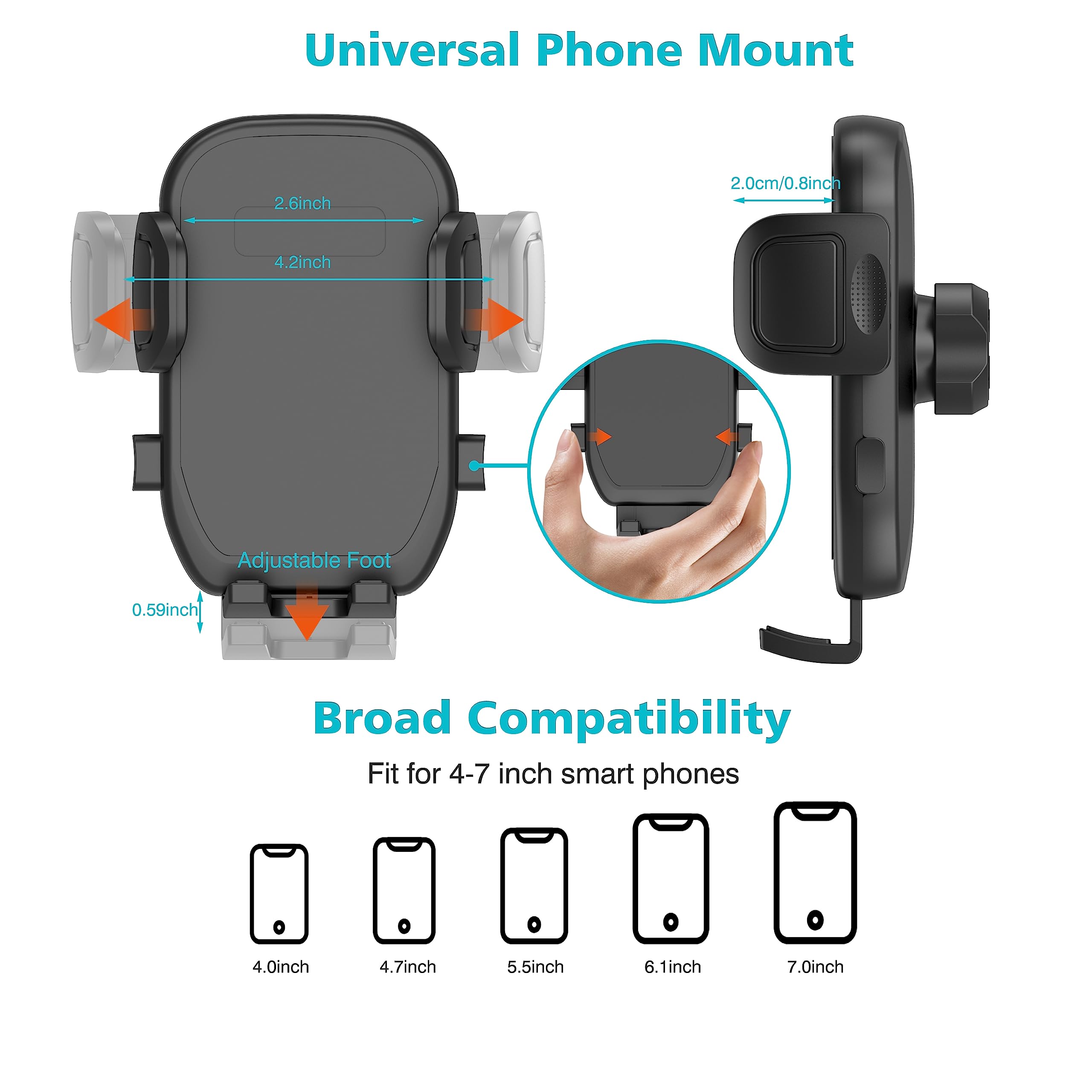 Outsolidep Cup Holder Phone Mount for Car, Universal Cupholder Cradle Cup Phone Holder for Car Truck with Adjustable Height, Expandable Base and 360° Rotation, Compatible with iPhones, Andriod Phones