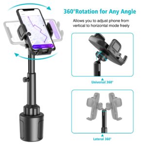 Outsolidep Cup Holder Phone Mount for Car, Universal Cupholder Cradle Cup Phone Holder for Car Truck with Adjustable Height, Expandable Base and 360° Rotation, Compatible with iPhones, Andriod Phones