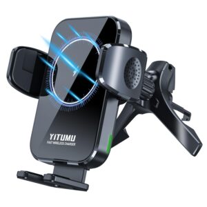 yitumu wireless car charger,15w qi fast charging car charger phone holder mount for car air vent compatible with iphone 14 13 12 11 pro max/xr/xs/x, samsung s23/s22/s20