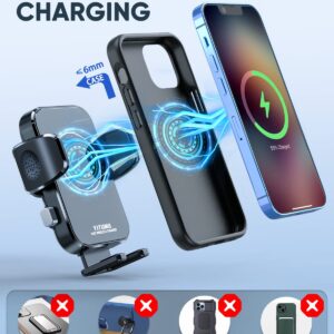 YITUMU Wireless Car Charger,15W Qi Fast Charging Car Charger Phone Holder Mount for Car Air Vent Compatible with iPhone 14 13 12 11 Pro Max/XR/XS/X, Samsung S23/S22/S20