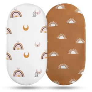 Soarwg Kids Bassinet Sheets, Bassinet Sheets for Baby Boy and Girl, Bassinet Sheet Neutral, Fit for Rectangle, Round, Oval, Hourglass Mattress, Flexible for Different Bassinet Pad/Mattress 2 Pack