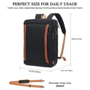 CoolBELL [3 in 1 Convertible 17.3 Inches Laptop Bag Water-resistant Messenger Bag Shoulder Bag Backpack Multi-functional Briefcase for Men Women Work Travel Business Large Capacity (Black)