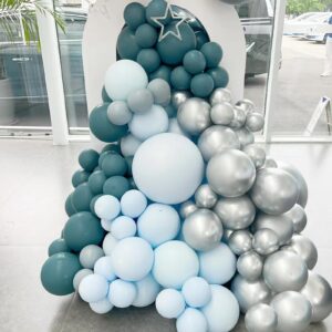 Dusty Blue Balloons 83pcs 18/12/10/5 Inch Different Sizes Dark Teal Slate Blue Balloon Garland Arch Kit for Wedding Baby Shower Birthday Party Decorations