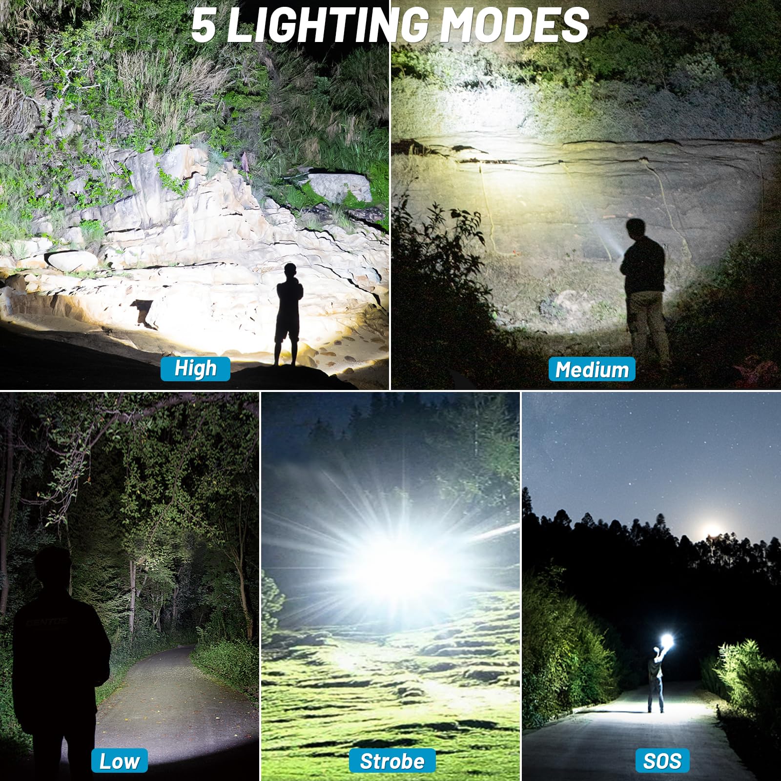 UOATEPC Rechargeable Flash Light Flashlights High Lumens, 990000 Lumens Super Bright LED Tactical Flashlight, 5 Modes IPX6 Waterproof, Powerful Handheld Flashlights for Camping Emergency Outdoor