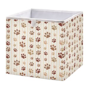 cube storage bin cute animals paws foldable storage basket toy storage box for home organizing shelf closet bins, 11 x 11 x 11-inch
