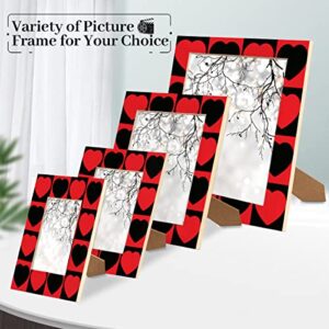 Red Black 5x7 Picture Frame Love Heart Wood Photo Frames for Table Top Display Wall Mounting Fits 5x7 Pictures Home Office Decor